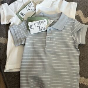 Classic Striped Polo Shirt for Kids - Gray and White